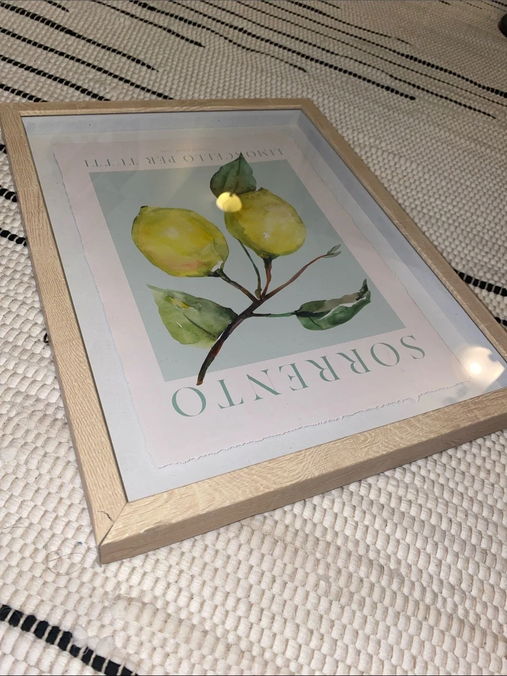Framed Sorrento Lemon Wall Art in Natural Wood Frame Amalfi Coast